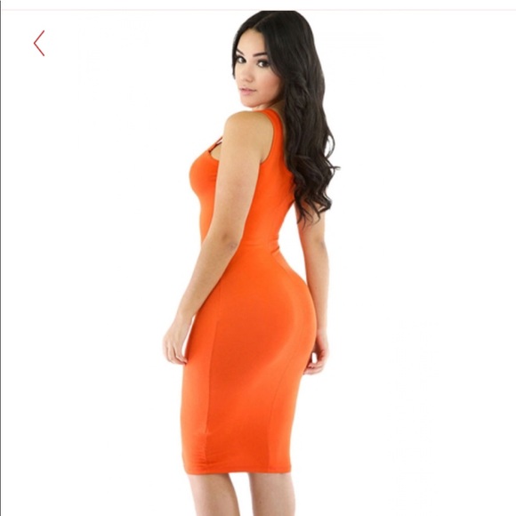 Orange Body Con Dress - Picture 2 of 4